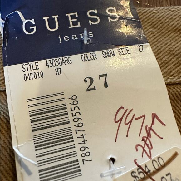 NWT Vintage Guess Jeans Sz. 26/27 High Waist Straight Leg Denim Tan Fall Style - Picture 4 of 13